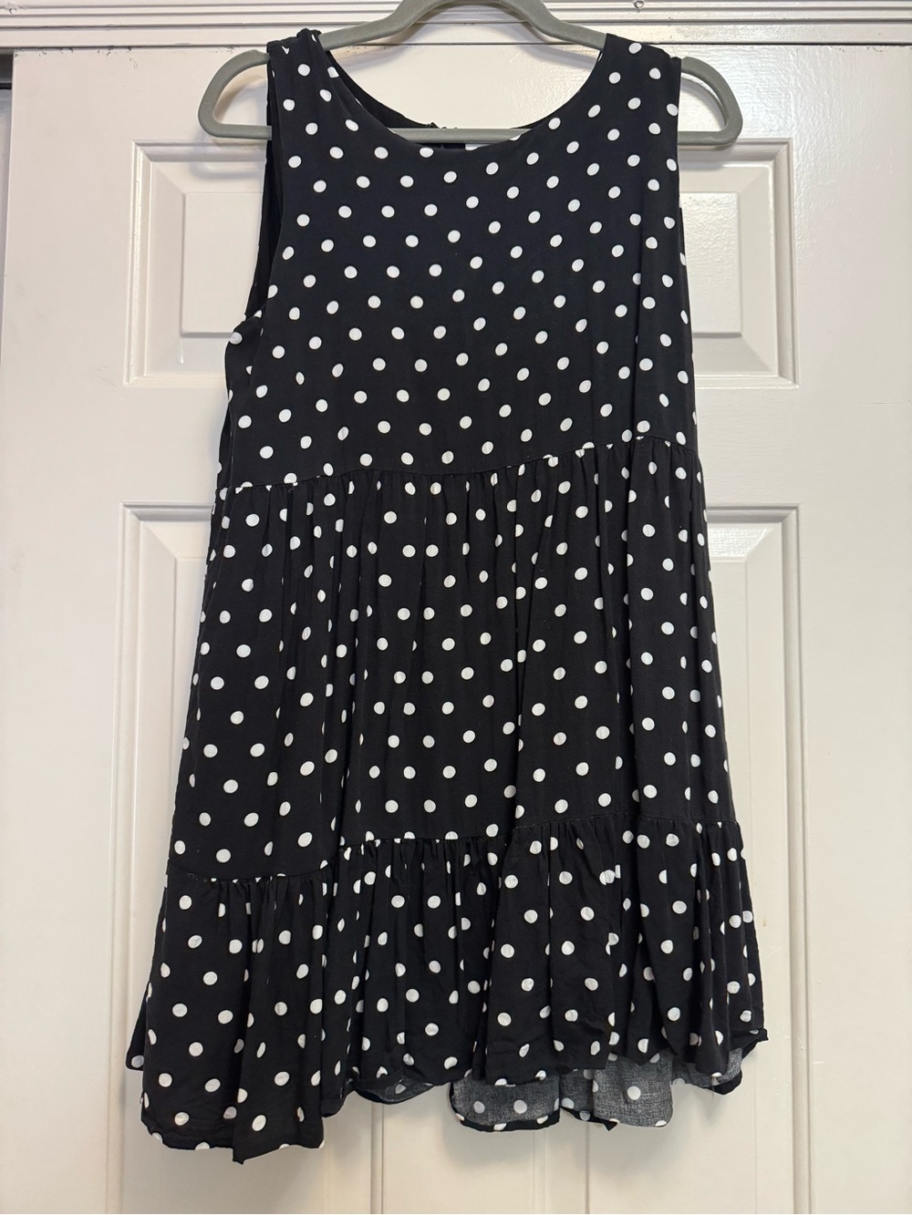 Urban Outfitters Black and White Polka Dot Tiered A-Line Skirt
